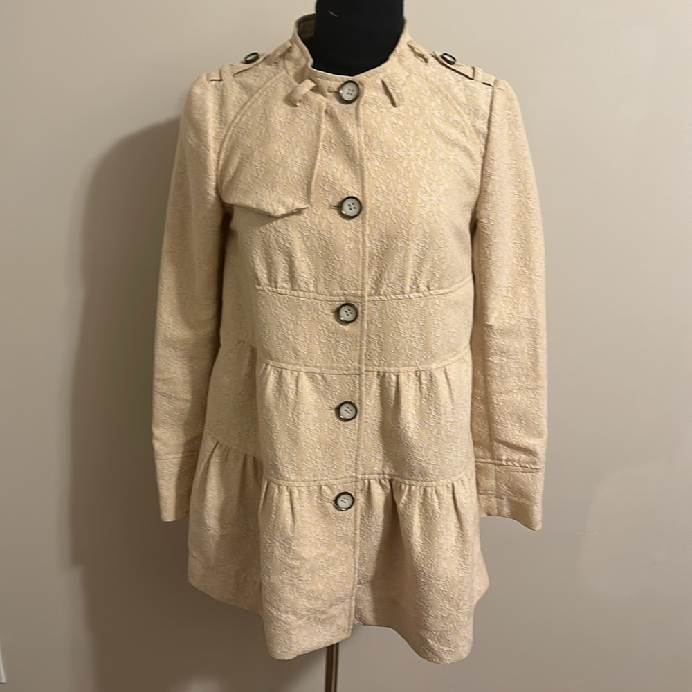 Elevenses Anthropologie Tapestry flowered Coat Size 8 high neck W pockets